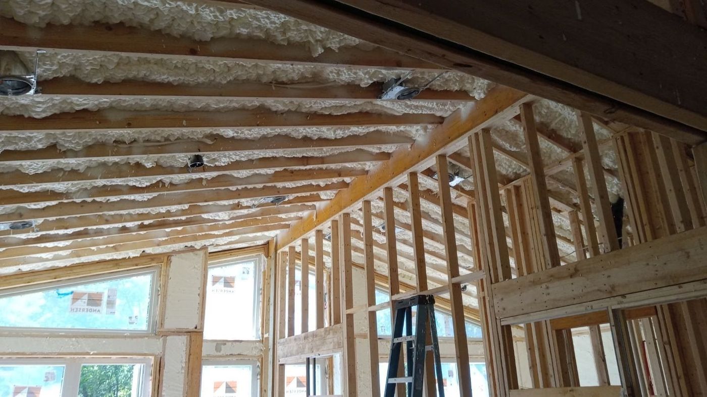 Spray foam on a vaulted ceiling in Ann Arbor